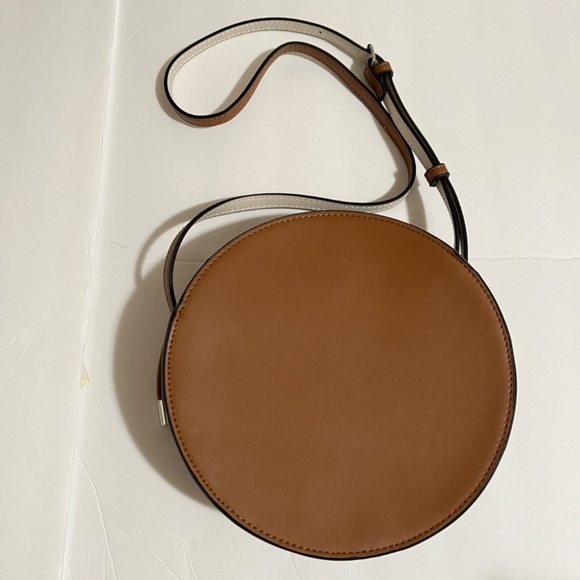 NEW ZARA BROWN LEATHER ROUND BAG - Picture 2 of 4